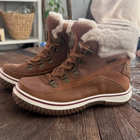 Pajar Canada Giselle Waterproof Leather Snow Boots Fur Lined Brown - Picture 4 of 11